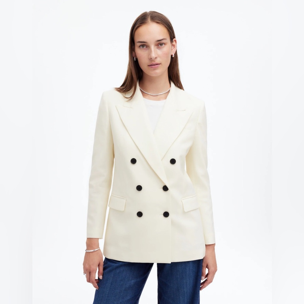 NWT Madewell Tuxedo Blazer in Winter White Ivory Size 0 Oversized $238 NT118